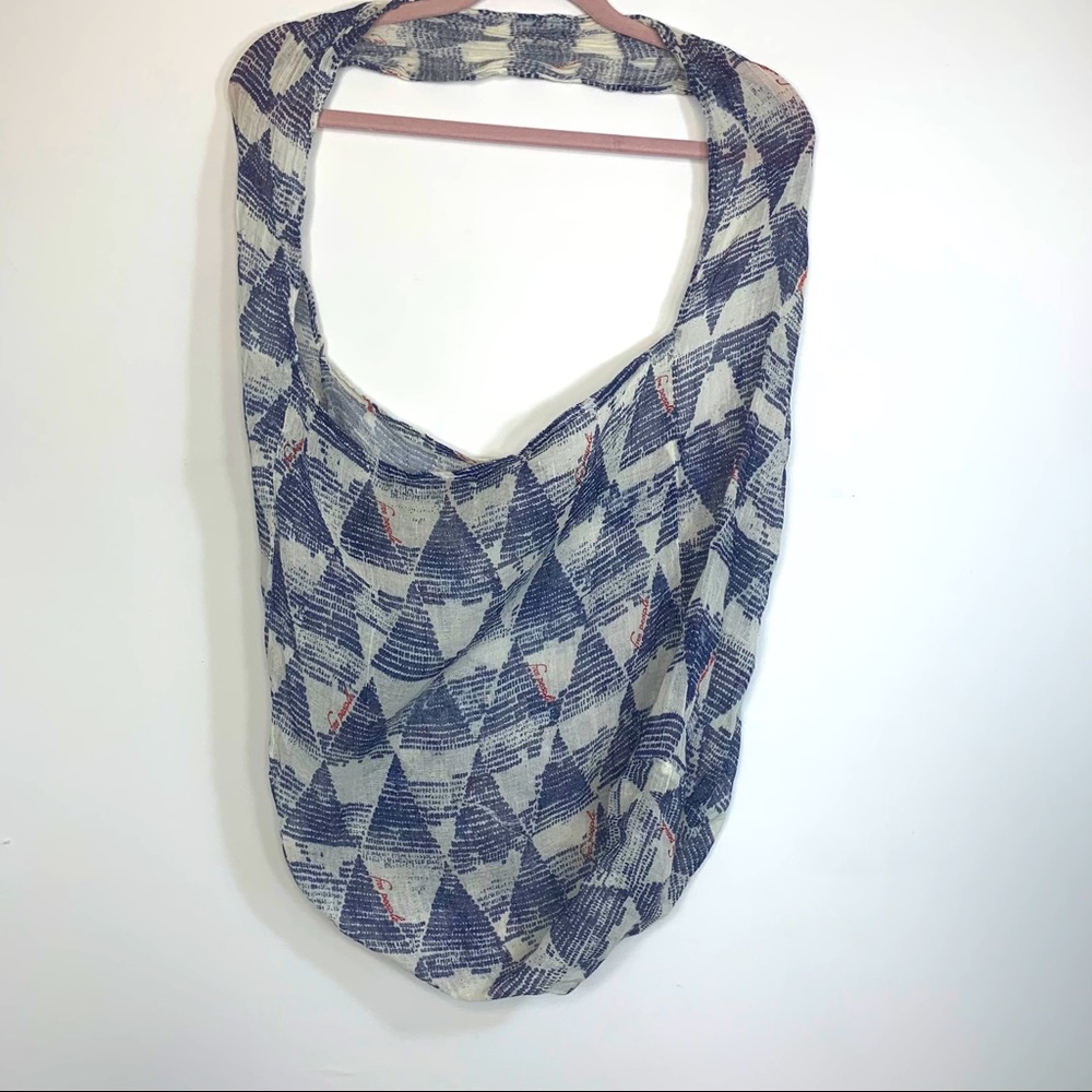 Free People logo blue geometric shopping tote bag